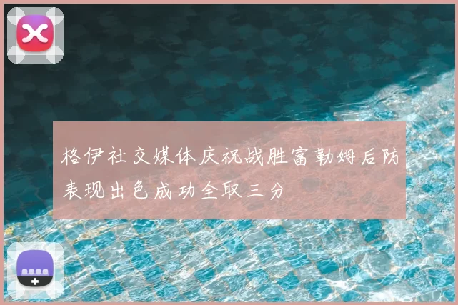 格伊社交媒体庆祝战胜富勒姆后防表现出色成功全取三分